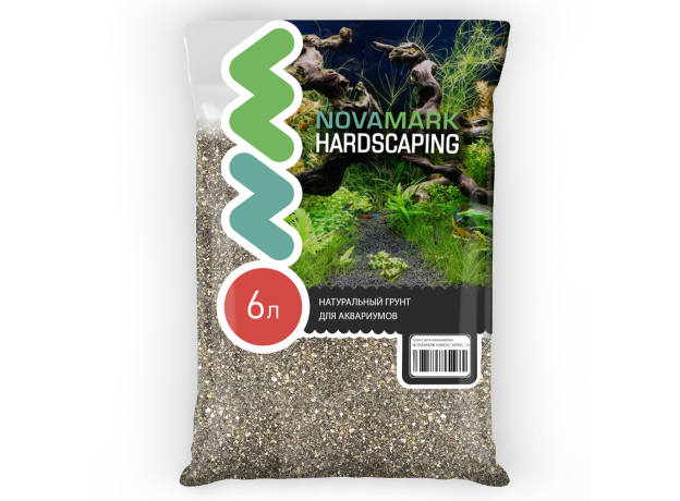 Грунт для аквариума NOVAMARK HARDSCAPING Галька морская темная 0,8-3 мм (Relict Dark), 6 л (9,6кг)