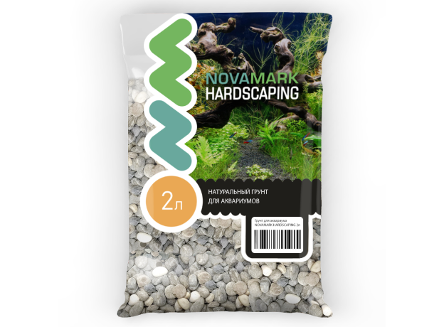 Грунт для аквариума NOVAMARK HARDSCAPING Галька морская темная 10-20 мм (Relict Dark), 2 л (3,2кг)