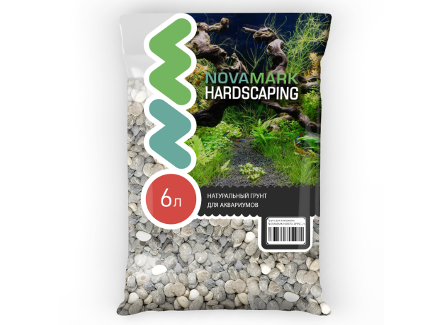 Грунт для аквариума NOVAMARK HARDSCAPING Галька морская темная 10-20 мм (Relict Dark), 6 л (9,6кг)