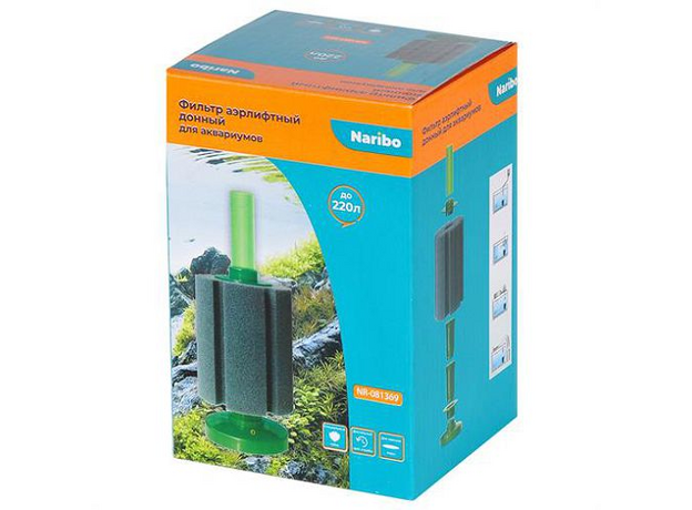 Фильтр аэрлифтный Naribo донный XL (губка) 8,5х8,5х21