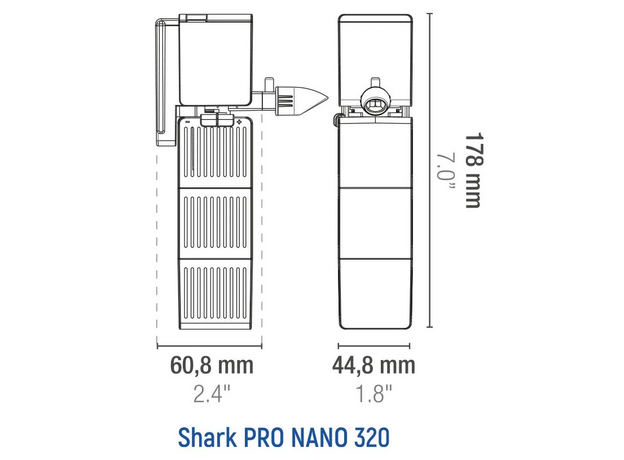 Фильтр внутренний SICCE Shark Pro Nano 320, 320 л/ч, для аквариумов 60-75 л
