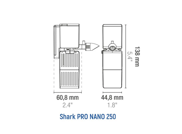 Фильтр внутренний SICCE Shark Pro Nano 250, 250 л/ч, для аквариумов 40-50 л