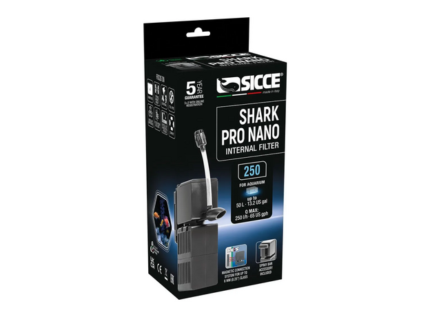 Фильтр внутренний SICCE Shark Pro Nano 250, 250 л/ч, для аквариумов 40-50 л
