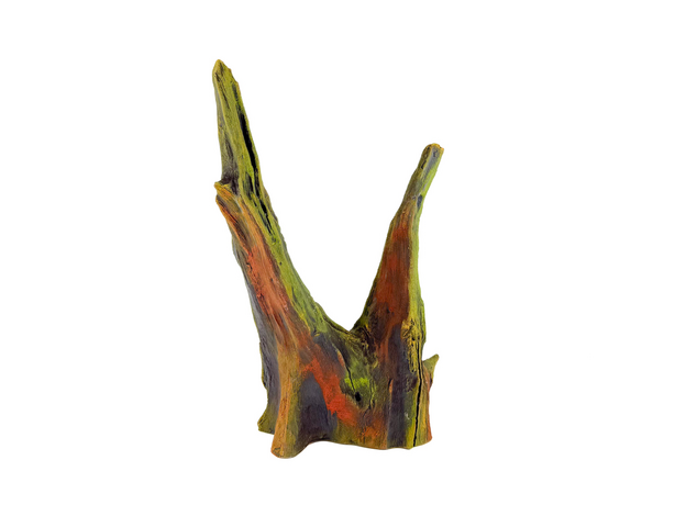 Декорация Коряга искусственная серо-зеленая 23х12х34