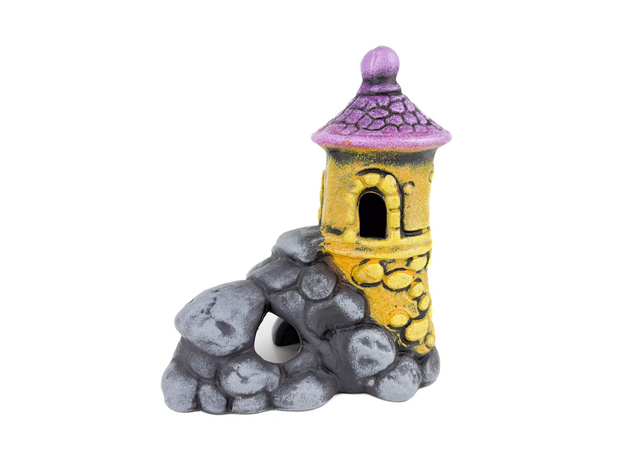 Декорация Замок в скале желтый, 15,5х13х15,5 Декорация Замок в скале желтый, 15,5х13х15,5