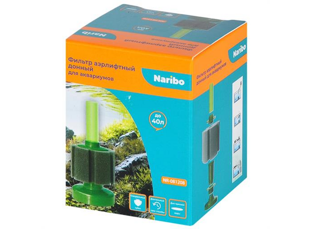 Фильтр аэрлифтный Naribo донный XS (губка) 5,5х5,5х12,5см