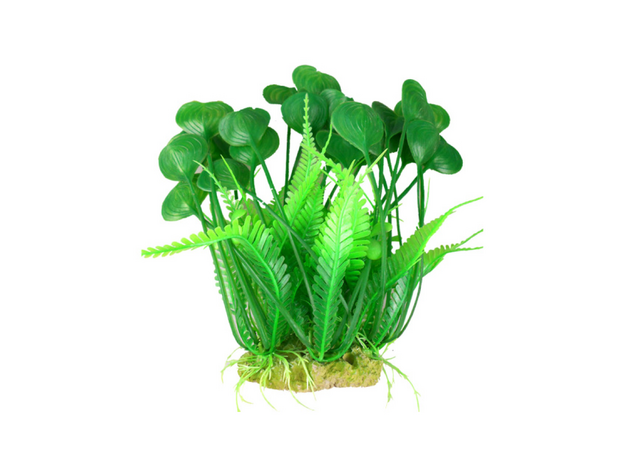 Растение пластиковое Aquanimal Кочка с зелеными растениями №2, 9x7x25 см