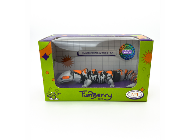 Игрушка подвижная 3D принтер Ящерица с синим языком оранжевая