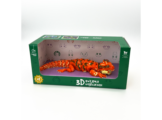 Игрушка подвижная 3D принтер Бородатая ящерица красная