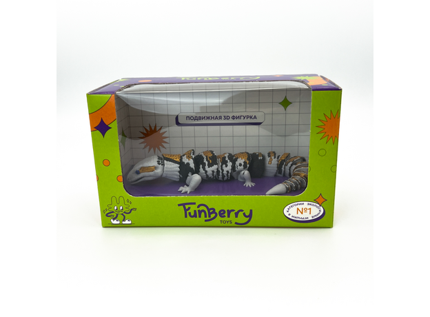 Игрушка подвижная 3D принтер Ящерица с синим языком желтая