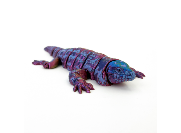 Игрушка подвижная 3D принтер Ящерица Тегу фиолетовая