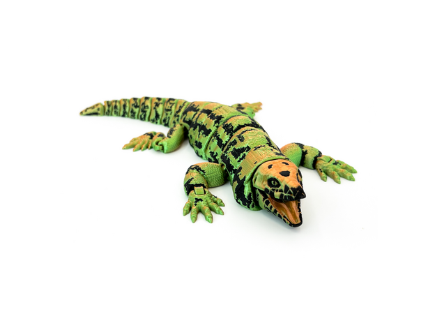 Игрушка подвижная 3D принтер Ящерица Тегу зеленая