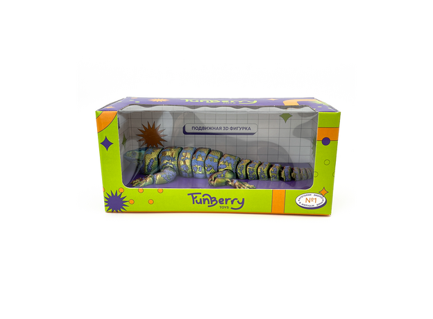 Игрушка подвижная 3D принтер Ящерица Тегу фиолетовая