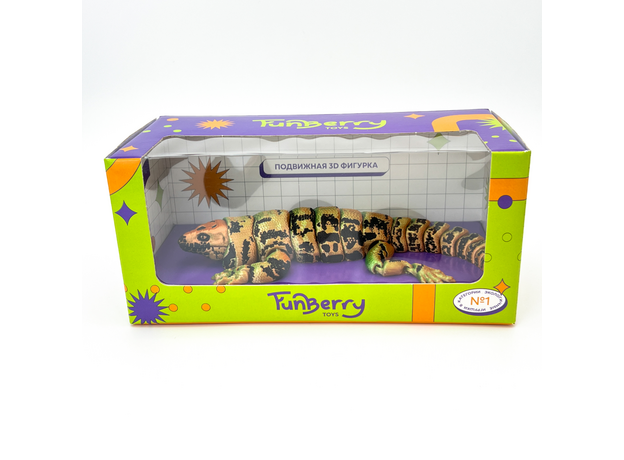 Игрушка подвижная 3D принтер Ящерица Тегу зеленая
