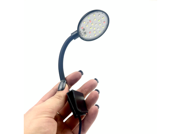 Светильник светодиодный YEE, 3 Вт, для аквариума с USB на клипсе, ЧЕРНЫЙ трехцветный