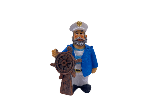 Декорация для аквариума Капитан Смит у штурвала 6х4х9см