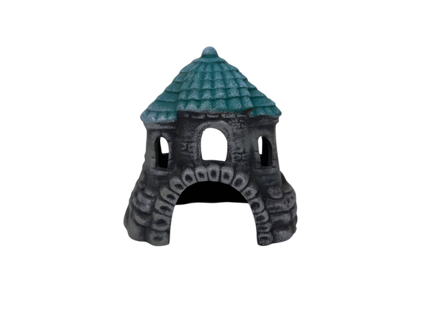 Декорация Замок-шатер серо-бирюзовый,13х9х13 см