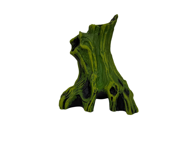 Декорация Пенек-грот зеленый, 17х15х15 см