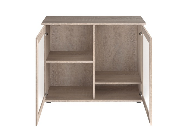 Подставка AquaPlus 90 (91х36х72 см) две дверки МДФ со стеклом, дуб сонома, собранная