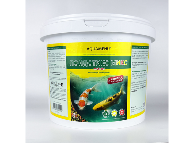 Корм для пруда Пондстикс Микс Мини AQUAMENU 11л/1.8кг ведро