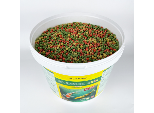 Корм для пруда Пондстикс Микс Мини AQUAMENU 11л/1.8кг ведро