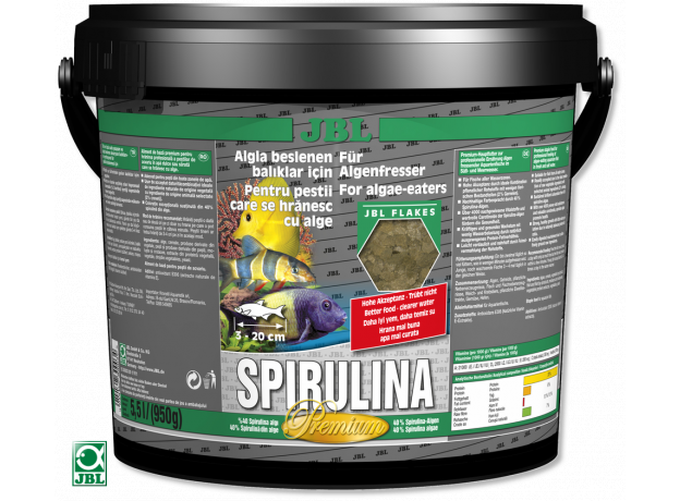 Корм основной JBL Spirulina премиум-класса в форме хлопьев для растительноядных рыб, 5500 мл (950 г)