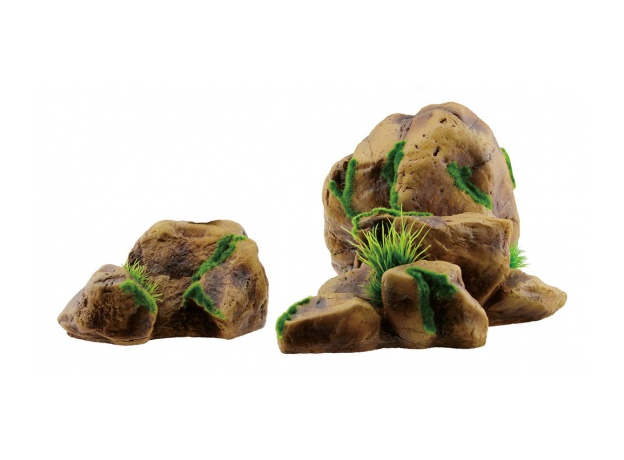 ArtUniq Mossy Boulder Set 2M - Декоративная композиция из пластика "Валуны со мхом", из 2х частей, 28*25*19,5 см