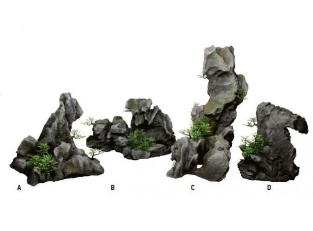 ArtUniq Steep Gray Cliffs Set 4M - Декоративный набор из пластика "Серые скалы", из 4х частей, 30,1x22,5x27 см