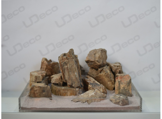 UDeco Fossilized Wood Stone MIX SET 15 - Натуральный камень "Окаменелое дерево" для оформления аквариумов и террариумов, упаковка 15 кг.