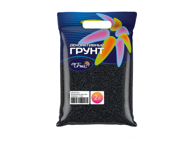 ArtUniq Color Black - Декоративный грунт для аквариума "Черный", 1-2 мм, 3 кг, 2 л