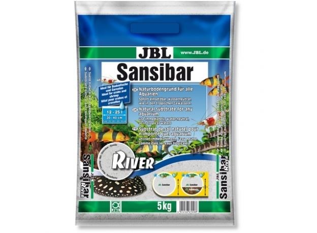 JBL Sansibar RIVER - Декоративный грунт для аквариума, светлый, мелкий, с черными вкраплениями, 5 кг.