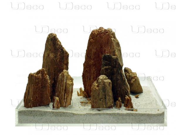 UDeco Stonewood MIX SET 12 - Натуральный камень "Окаменелое дерево красно-коричневое" для оформления аквариумов и террариумов, упаковка 12 кг.