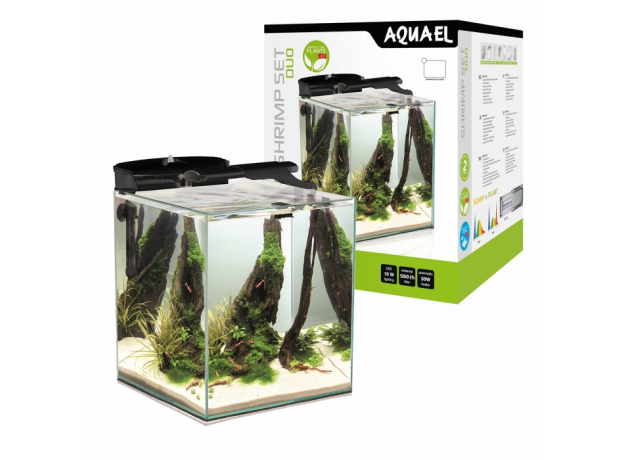 Аквариум AQUAEL SHRIMP SET DUO LED черный, 49 л (35х35х40 см) фильтр VERSAMAX 3, нагрев. COMFORT ZONE FIX 50 Вт, светильник LEDDY SLIM DUO SUNNY&PLANT 10W