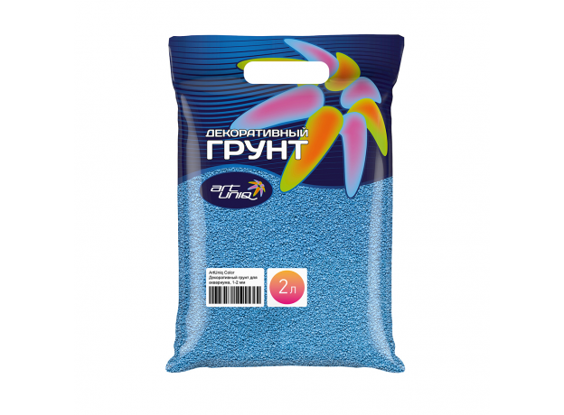 !ArtUniq Color Azure - Декоративный грунт для аквариума "Лазурный", 1-2 мм, 3 кг, 2 л