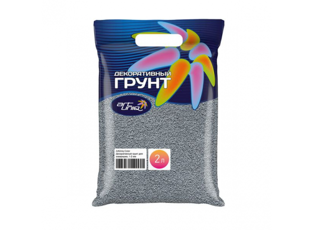 ArtUniq Color Grey - Декоративный грунт для аквариума "Серый", 1-2 мм, 3 кг, 2 л