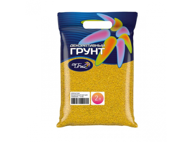 !ArtUniq Color Yellow - Декоративный грунт для аквариума "Желтый", 1-2 мм, 3 кг, 2 л