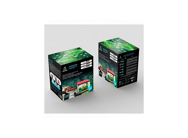 Аквариум PRIME, 7 л, красно-черный, с LED светильником и фильтром