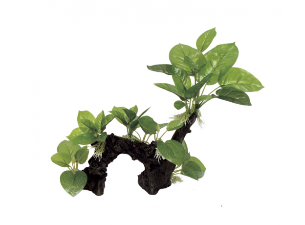 ArtUniq Driftwood With Anubias L1 - Декоративная композиция из пластика "Коряга с анубиасом", 30x13x22 см