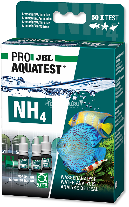 JBL ProAquaTest NH4 Ammonium - Экспресс-тест для определения содержания аммония/аммиака в пресной и морской воде, примерно на 50 измерений