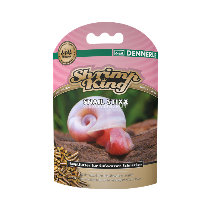 Dennerle Shrimp King SnailStixx - Основной корм в форме палочек для пресноводных улиток, 45 г