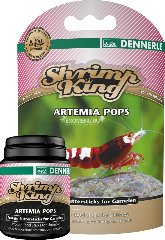 Dennerle Shrimp King ArtemiaPops - Дополнительный корм премиум-класса в форме палочек с артемией и дафнией для креветок, 40 г