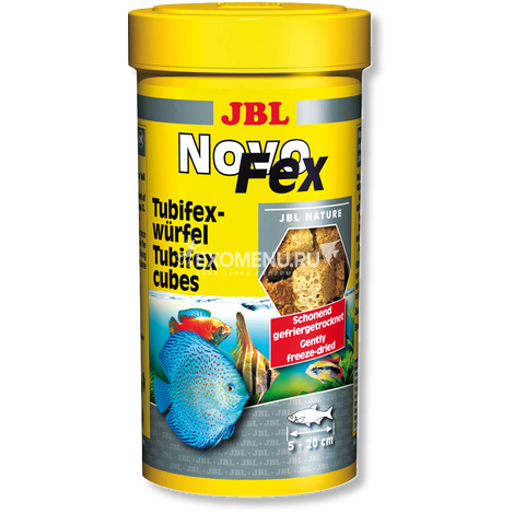 Корм JBL NovoFex, в форме кубиков из трубочника для пресноводных аквариумных рыб и водных черепах, 100 мл (10 г)