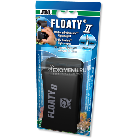 JBL Floaty II L - Плавающий магнитный скребок для чистки аквариумных стекол до 15 мм