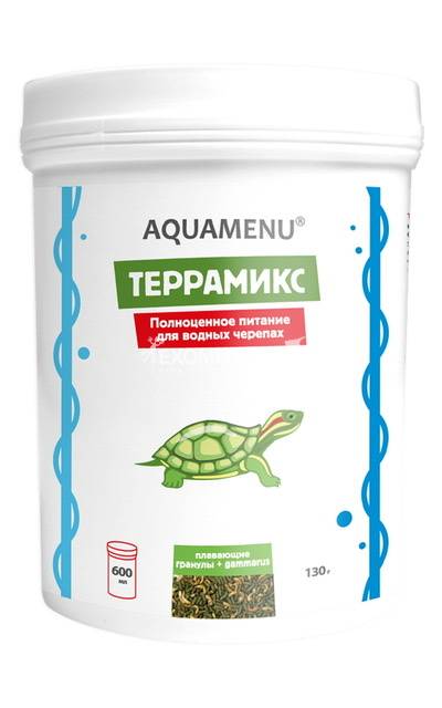 Корм AQUAMENU Террамикс 600 мл, корм для водных черепах в виде гранул и гаммаруса