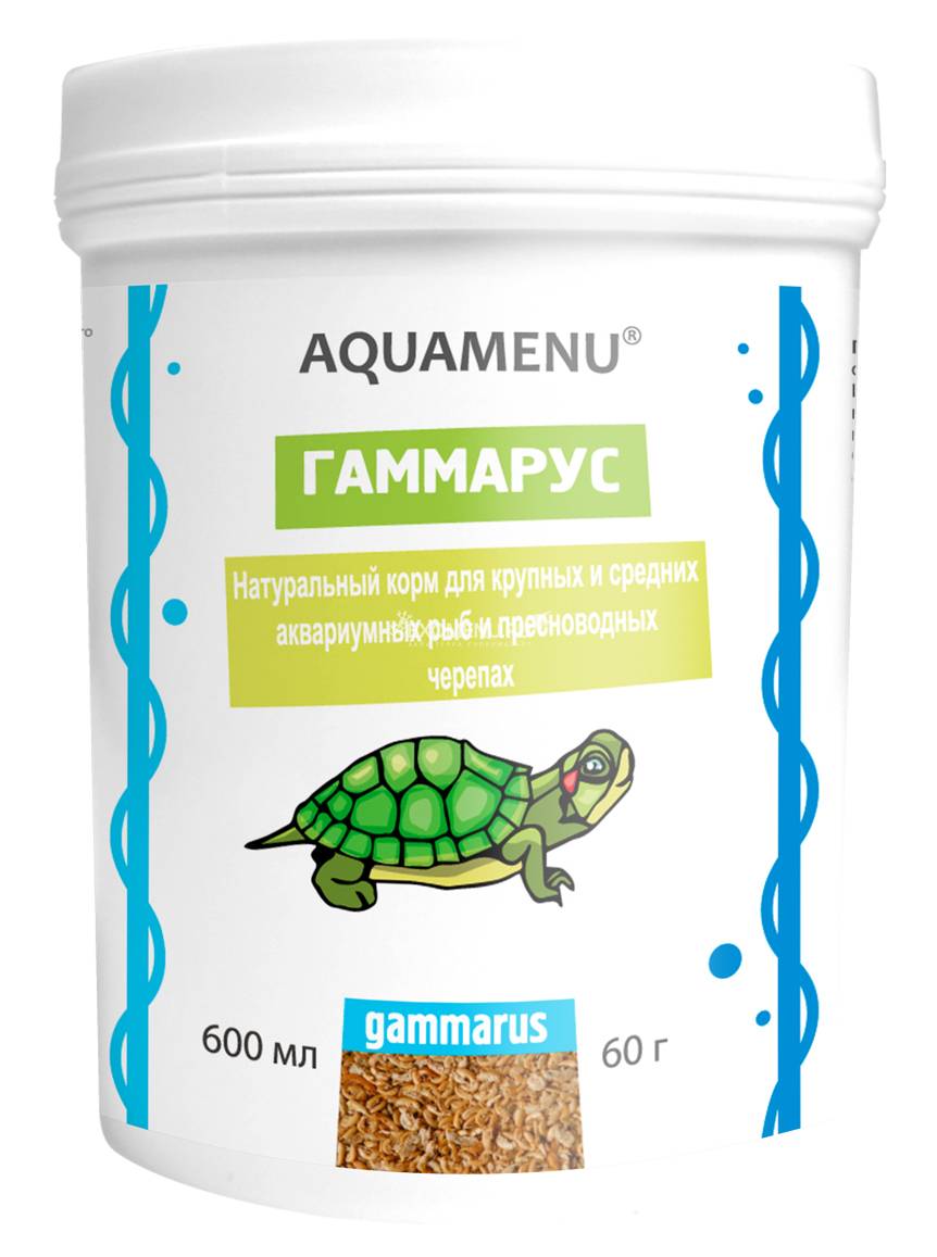 Корм AQUAMENU Гаммарус 600 мл, для крупных и средних рыб, черепах