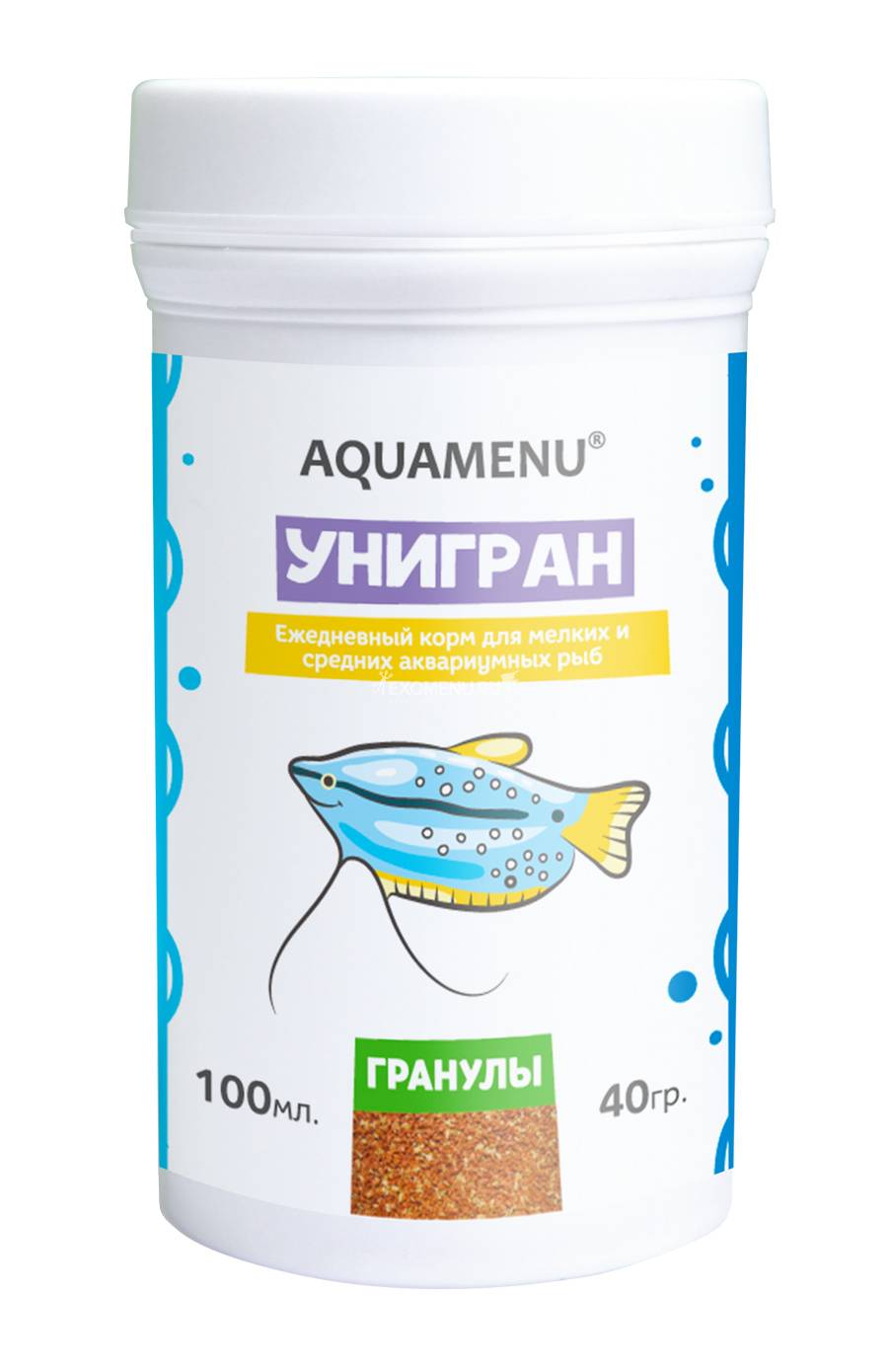 Корм AQUAMENU Унигран 100 мл, гранулы для мелких и средних рыб