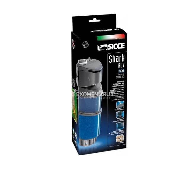 SICCE Фильтр внутренний SHARK ADV 800, 800 л/ч для аквариумов от 130 до 200 л (91152)