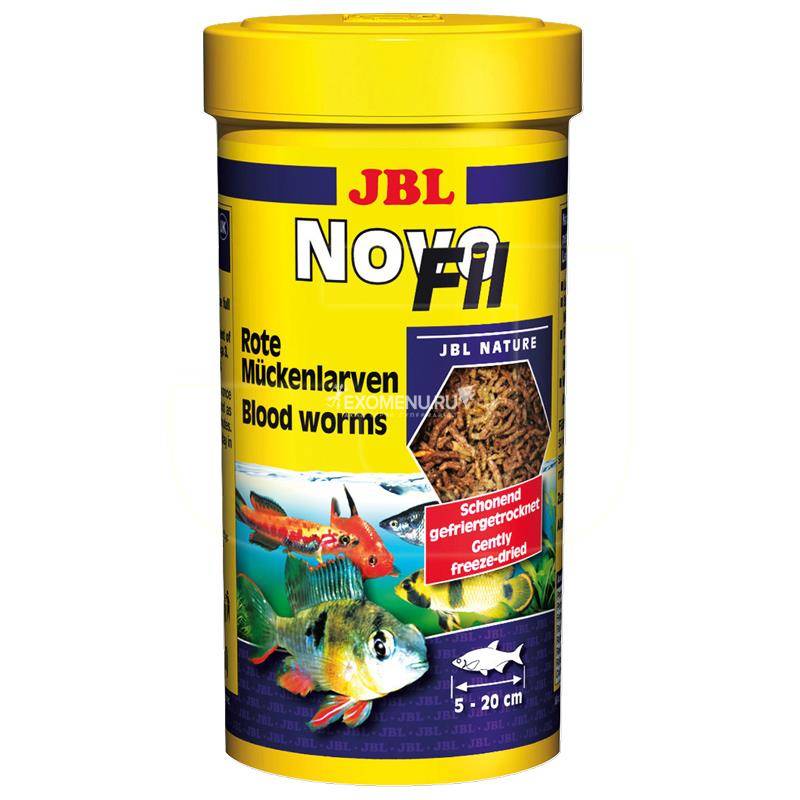 JBL NovoFil - Сушеный мотыль, дополнительный корм для привередливых пресноводных аквариумных рыб и черепах, 250 мл (20 г)