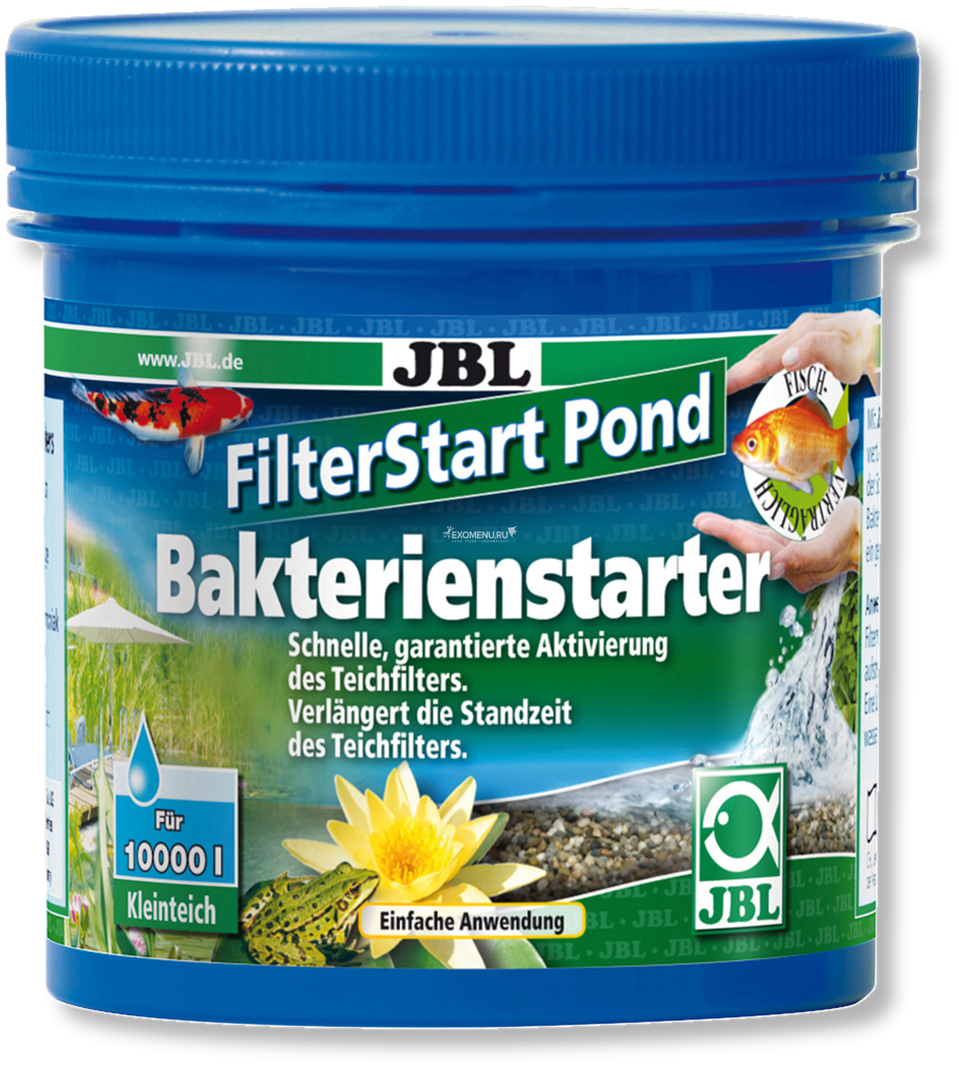 JBL FilterStart Pond - Препарат, содержащий бактерии для активации прудовых фильтров, 250 г на 10000 литров воды