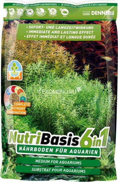 Dennerle NutriBasis 6in1 - Грунтовая подкормка для аквариумных растений, пакет 4,8 кг для аквариумов 100-140 л